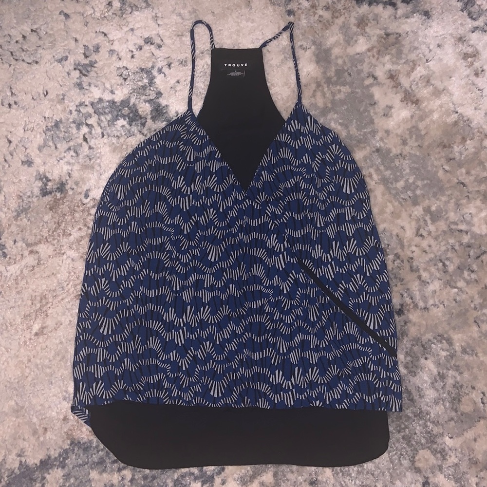 Woman’s blue print blouse tank - size S